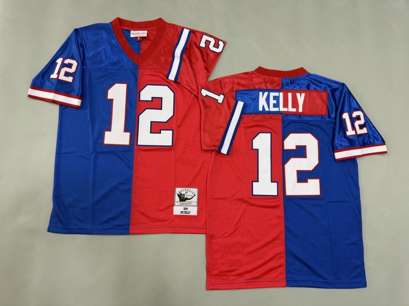 Men 2025 Buffalo Bills #12 Kelly blue red Throwback Limited NFL Jersey style 001